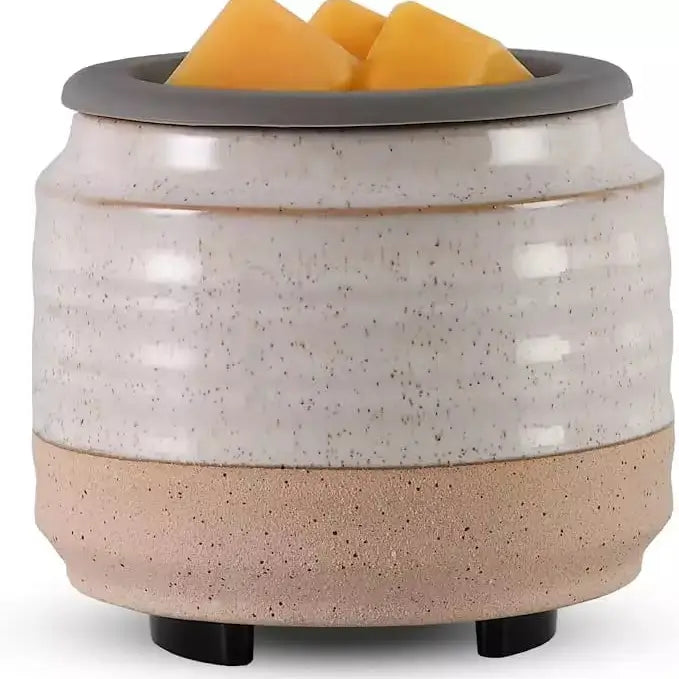 000-C21-White/Beige with Beige Trim Wax Warmer with Silicone Dish(25)