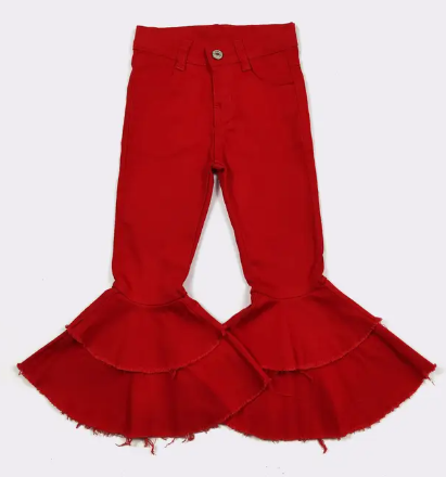 104363-Toddler Girls Red Denim Flares(30)