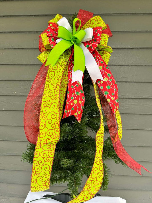 712-205-Whimsical lime green tree topper bow(33)