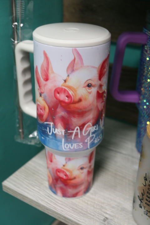 104402-Girl Who Loves Pigs 40oz Tumbler(40)