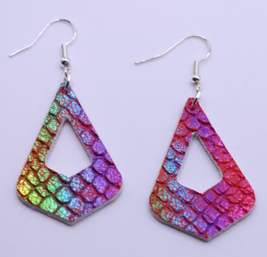 Rainbow Metallic Faux Leather Earrings