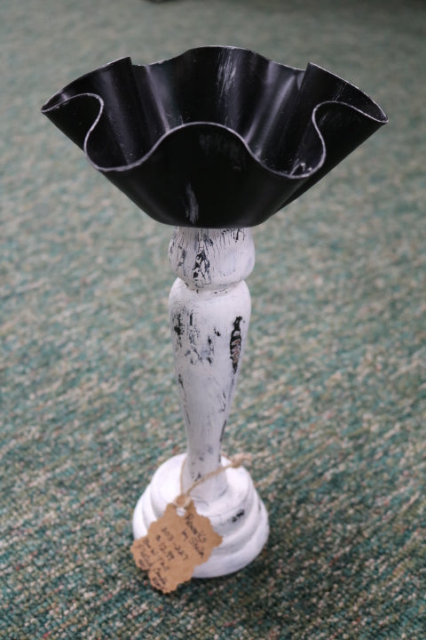 303-227-Blk & Wht Tall Fluted Candlestick Riser(12.99)