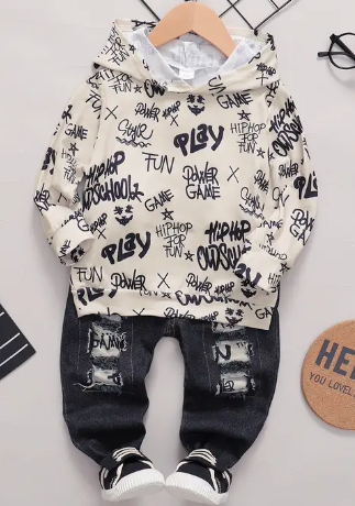 104370-2pcs Baby Boy Cotton Denim Jeans All Over Set(38)