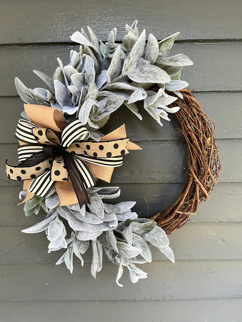 712-14-Everyday Lambs Ear Farmhouse Wreath(85)