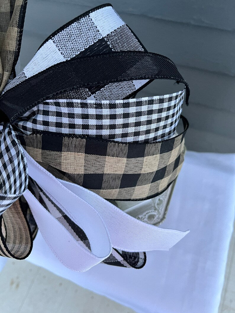 712-55-Blk and White Buffalo Plaid Bow(15)